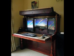 piano, tre monitor, computer, modding, pc pianoforte